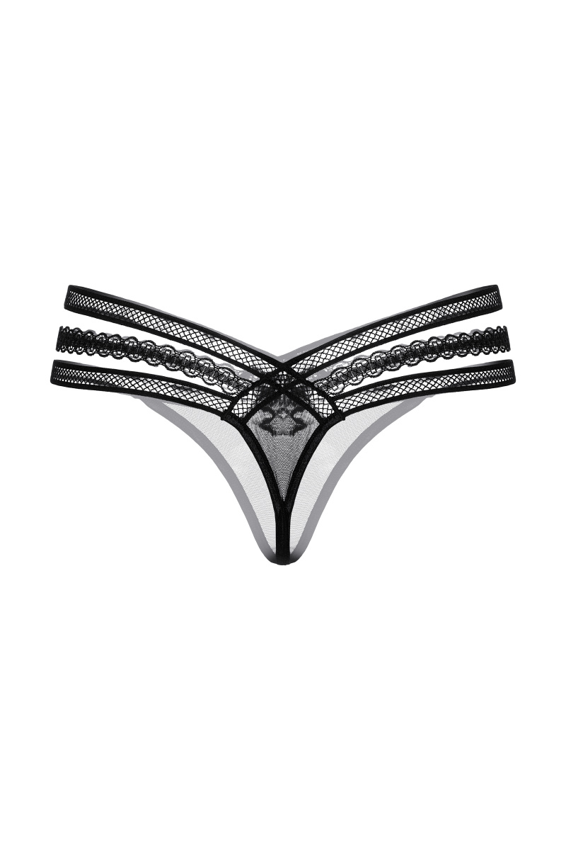 Стринги с ажурной резинкой SoftLine Collection, черный, S/M в магазине ESEXTOYS