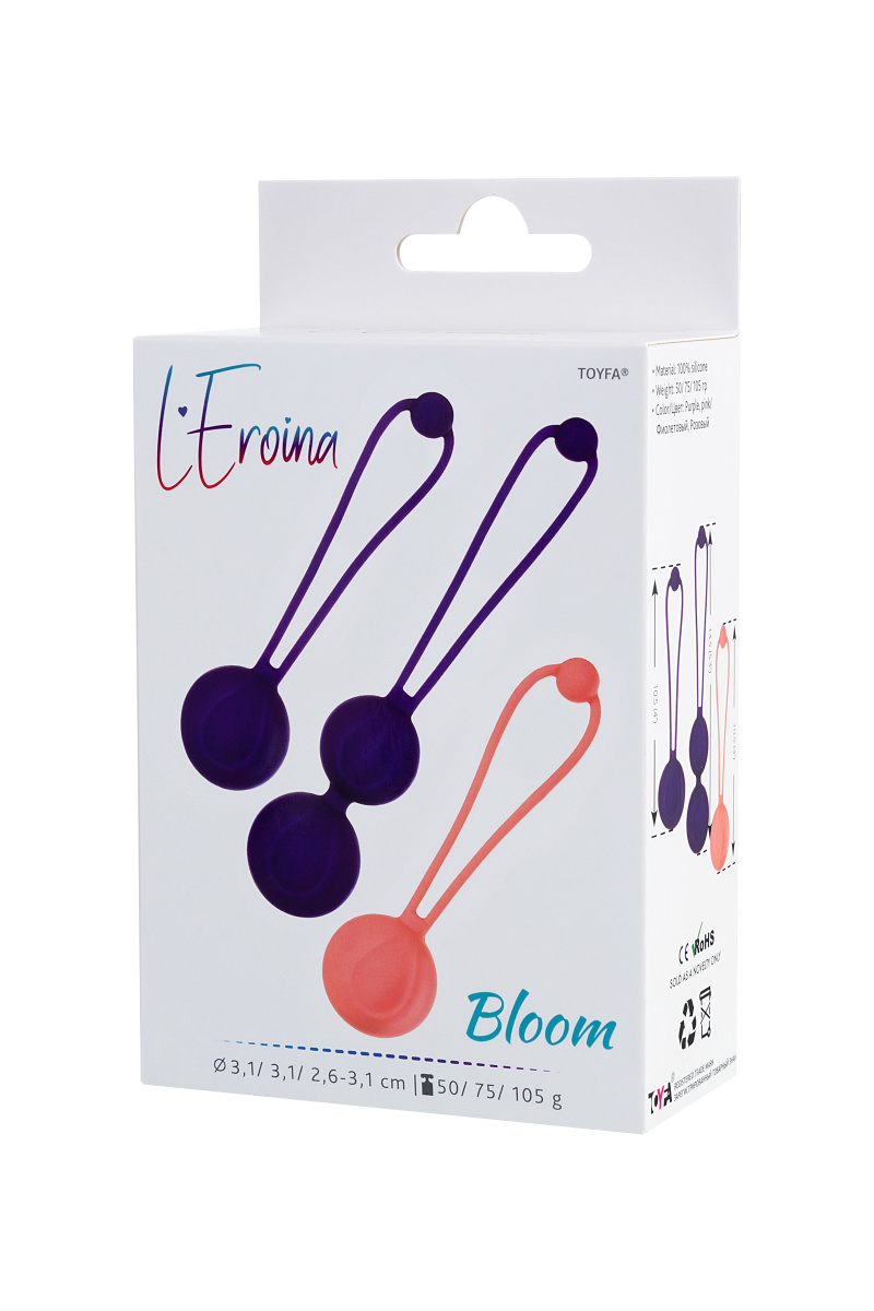 Набор вагинальных шариков L'EROINA by TOYFA Bloom, силикон, фиолетово-розовый, Ø 3,1/3,1/2,6-3 см в магазине ESEXTOYS