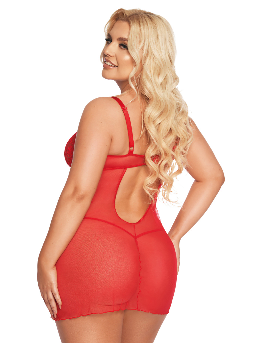 Комбинация и стринги SoftLine Collection Aldona, красный, XXXL в магазине ESEXTOYS