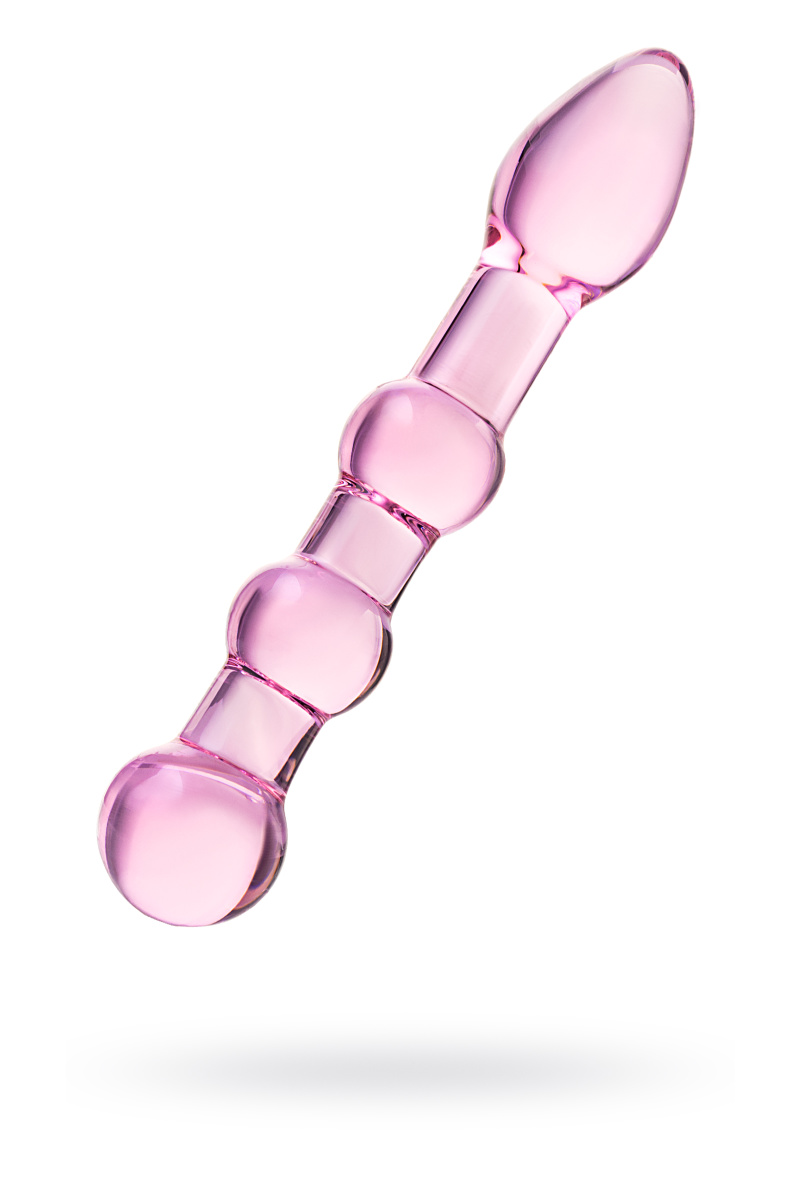Двусторонний фаллоимитатор Sexus Glass, стекло, розовый, 18 см в магазине ESEXTOYS