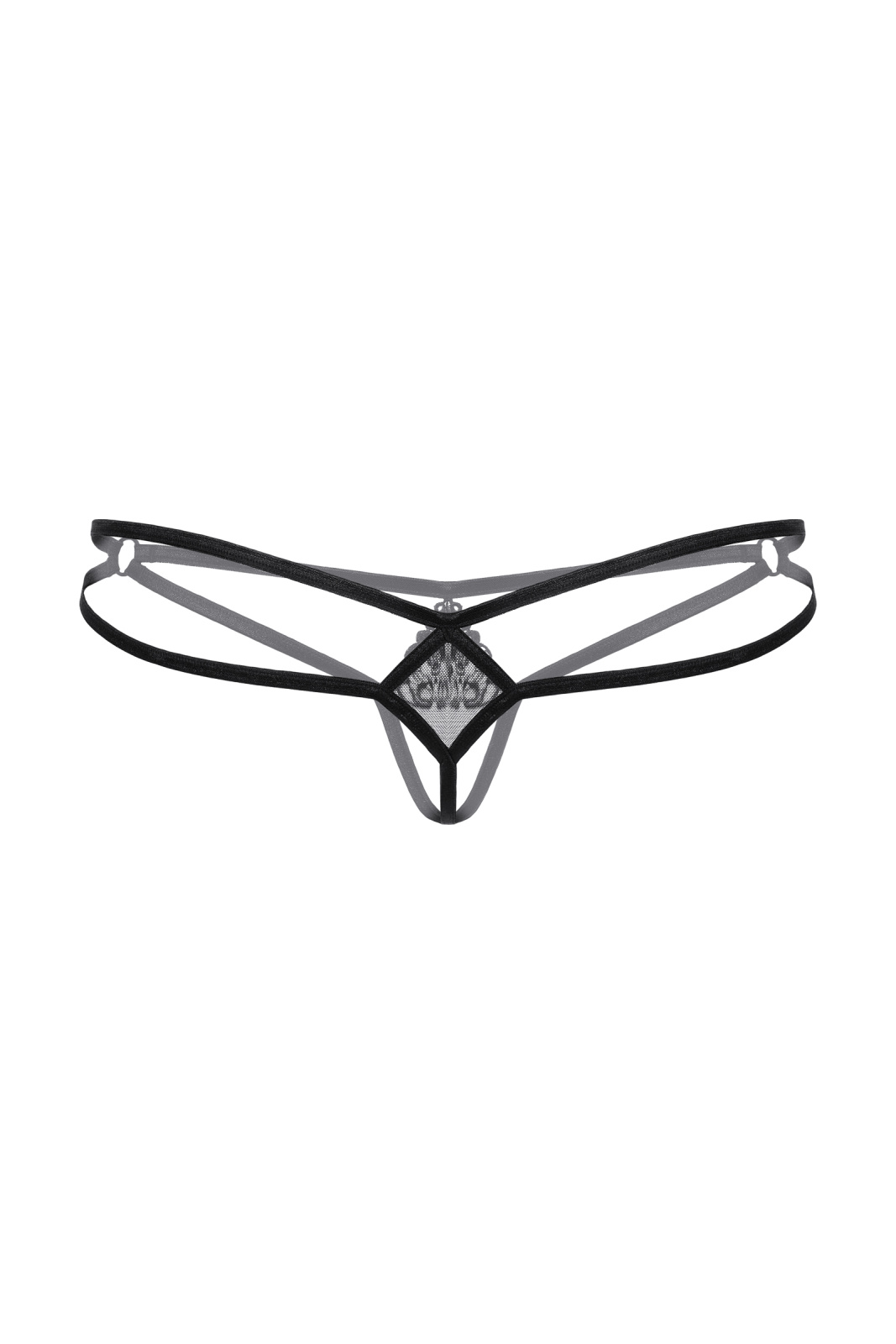 Стринги с кружевной вставкой SoftLine Collection, черный, S/L в магазине ESEXTOYS