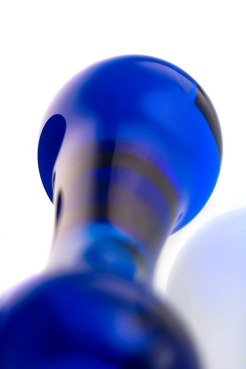 Двусторонний фаллоимитатор Sexus Glass, стекло, синий, 20,5 см в магазине ESEXTOYS