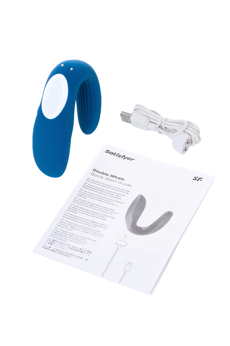 Многофункциональный стимулятор для пар Satisfyer Partner Whale, силикон, голубой, 17 см. в магазине ESEXTOYS