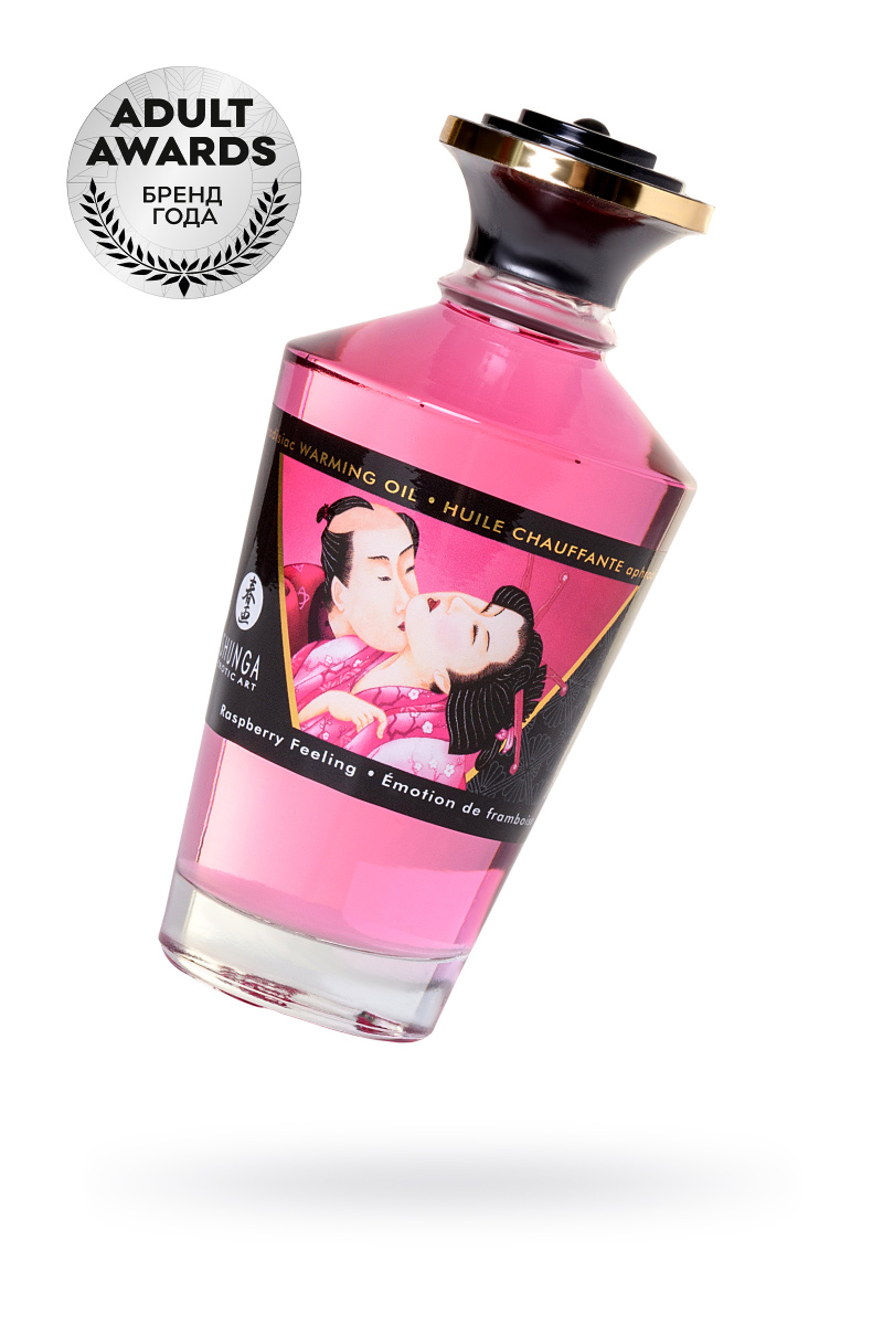 Масло для массажа Shunga Raspberry Feeling, разогревающее, малина, 100 мл в магазине ESEXTOYS