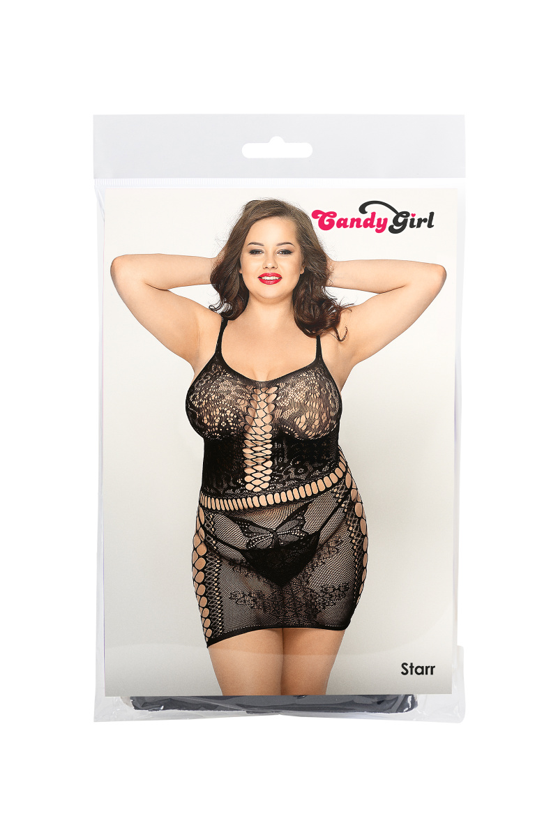 Платье-сетка и стринги Candy Girl Starr черные, 2XL в магазине ESEXTOYS