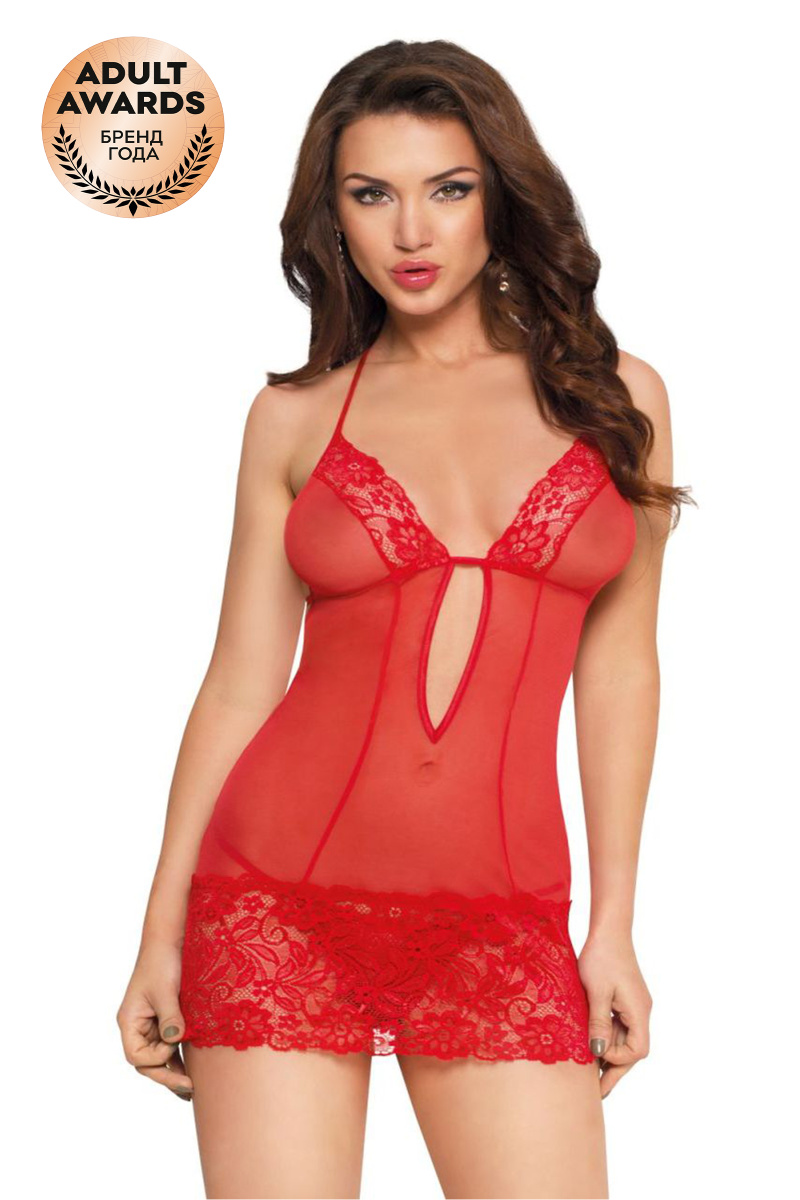 Комбинация и стринги SoftLine Collection Larisa, красный, S/M в магазине ESEXTOYS