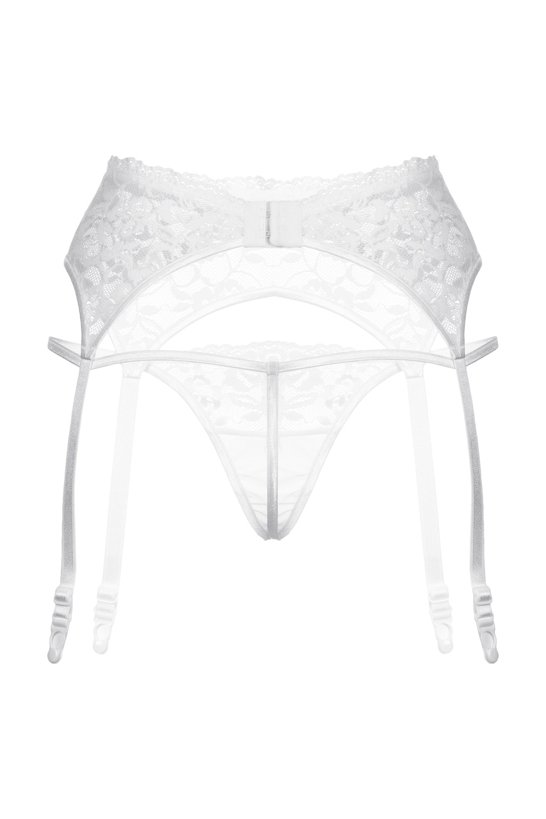 Пояс для чулок и стринги SoftLine Collection кружевные, белый, M/L в магазине ESEXTOYS