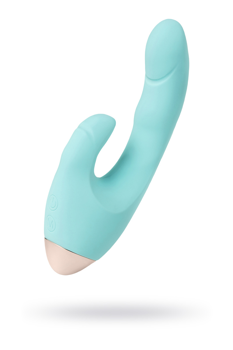 Вибратор с клиторальным стимулятором L'EROINA by TOYFA Crystal, силикон, голубой, 18,3 см в магазине ESEXTOYS