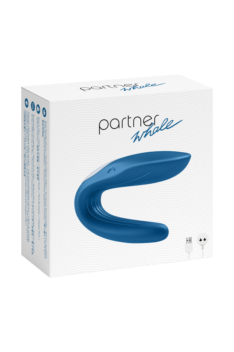 Многофункциональный стимулятор для пар Satisfyer Partner Whale, силикон, голубой, 17 см. в магазине ESEXTOYS