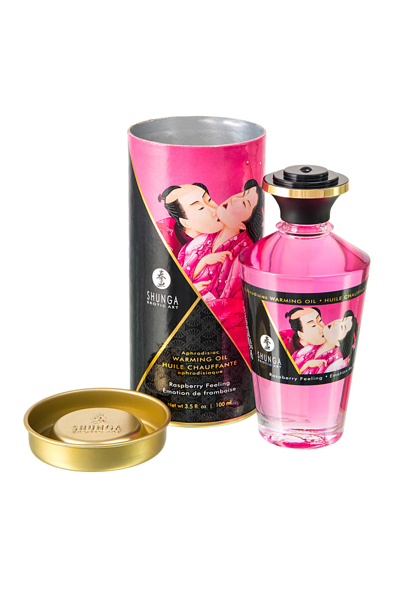 Масло для массажа Shunga Raspberry Feeling, разогревающее, малина, 100 мл в магазине ESEXTOYS