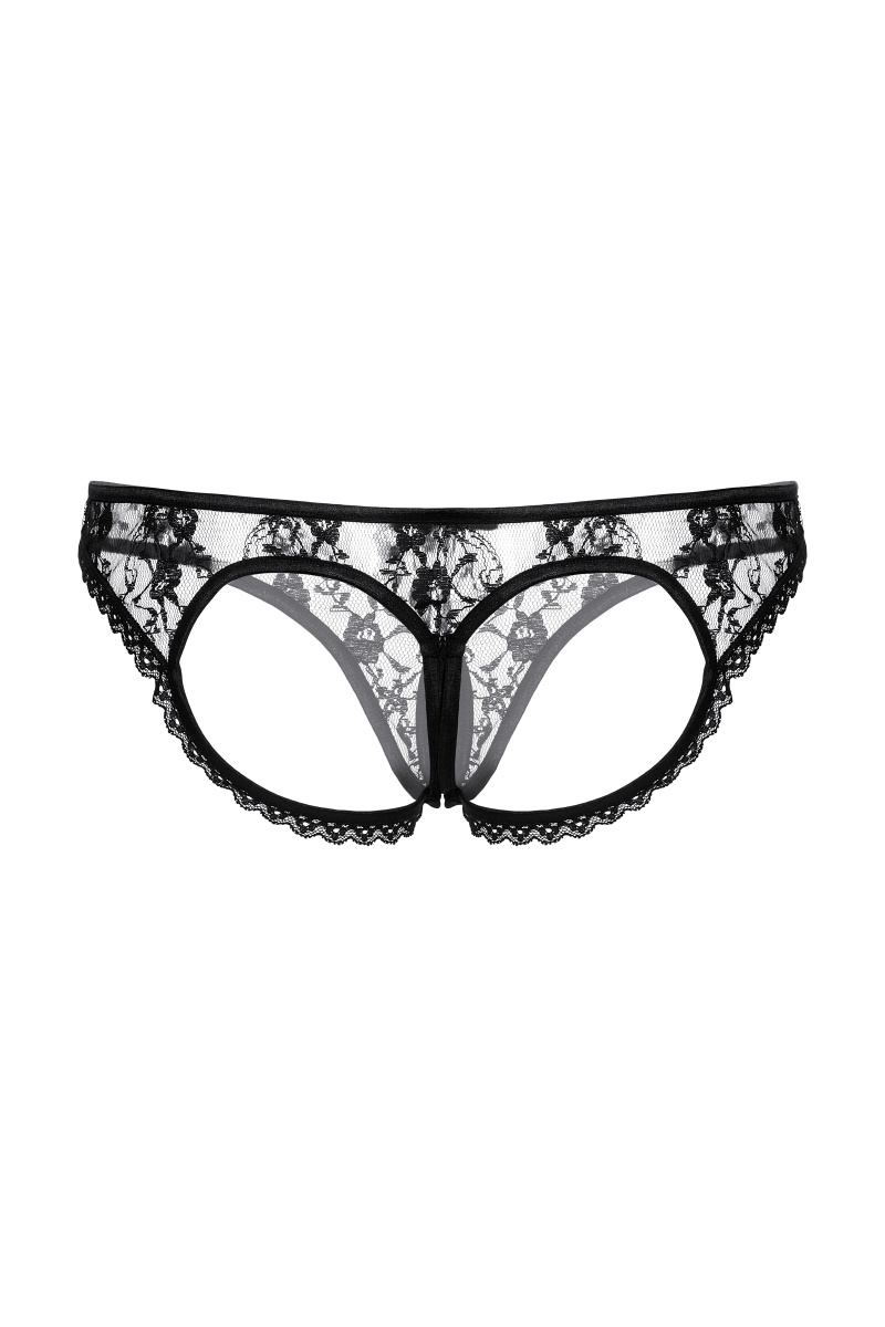 Трусики с открытыми ягодицами и вырезом SoftLine Collection, черный, S/M в магазине ESEXTOYS