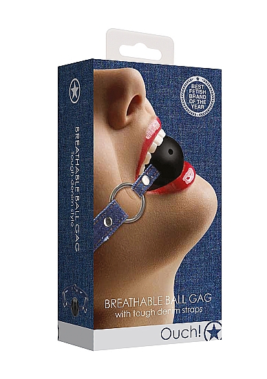 Джинсовый кляп-шарик With Roughend Denim Straps в магазине ESEXTOYS