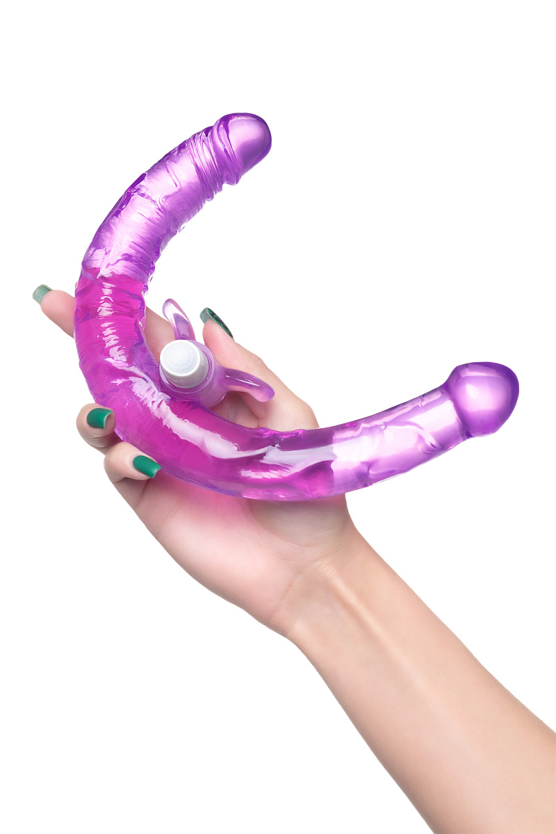 Фаллоимитатор двусторонний с вибропулей TOYFA Double Dildo with Vibro Bullet, TPR, фиолетовый, 35 см в магазине ESEXTOYS
