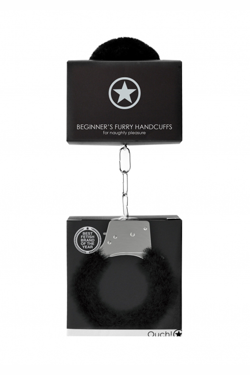 Металлические наручники с меховой обивкой Beginner's Handcuffs Furry в магазине ESEXTOYS