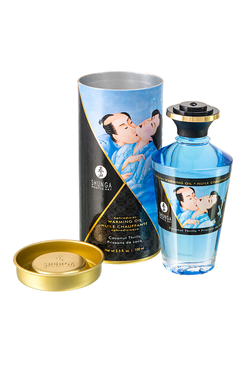 Масло для массажа Shunga Coconut Thrills, разогревающее, кокос, 100 мл в магазине ESEXTOYS