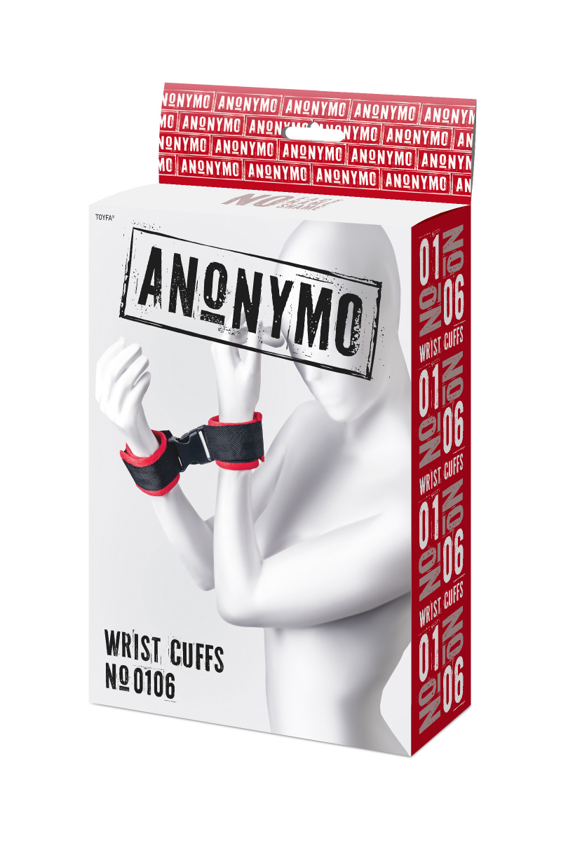 Наручники Anonymo #0106, велюр, красные, 24 см в магазине ESEXTOYS
