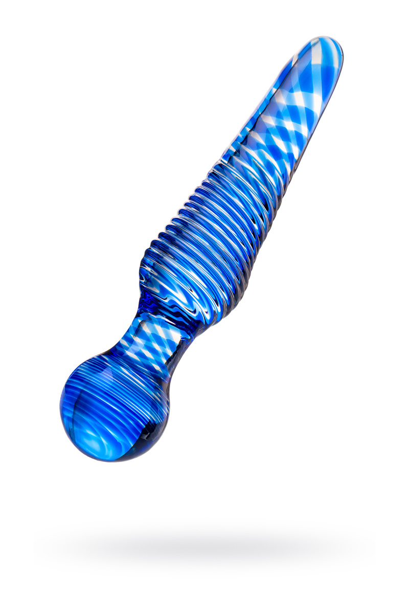 Двусторонний фаллоимитатор Sexus Glass, стекло, синий, 17 см в магазине ESEXTOYS
