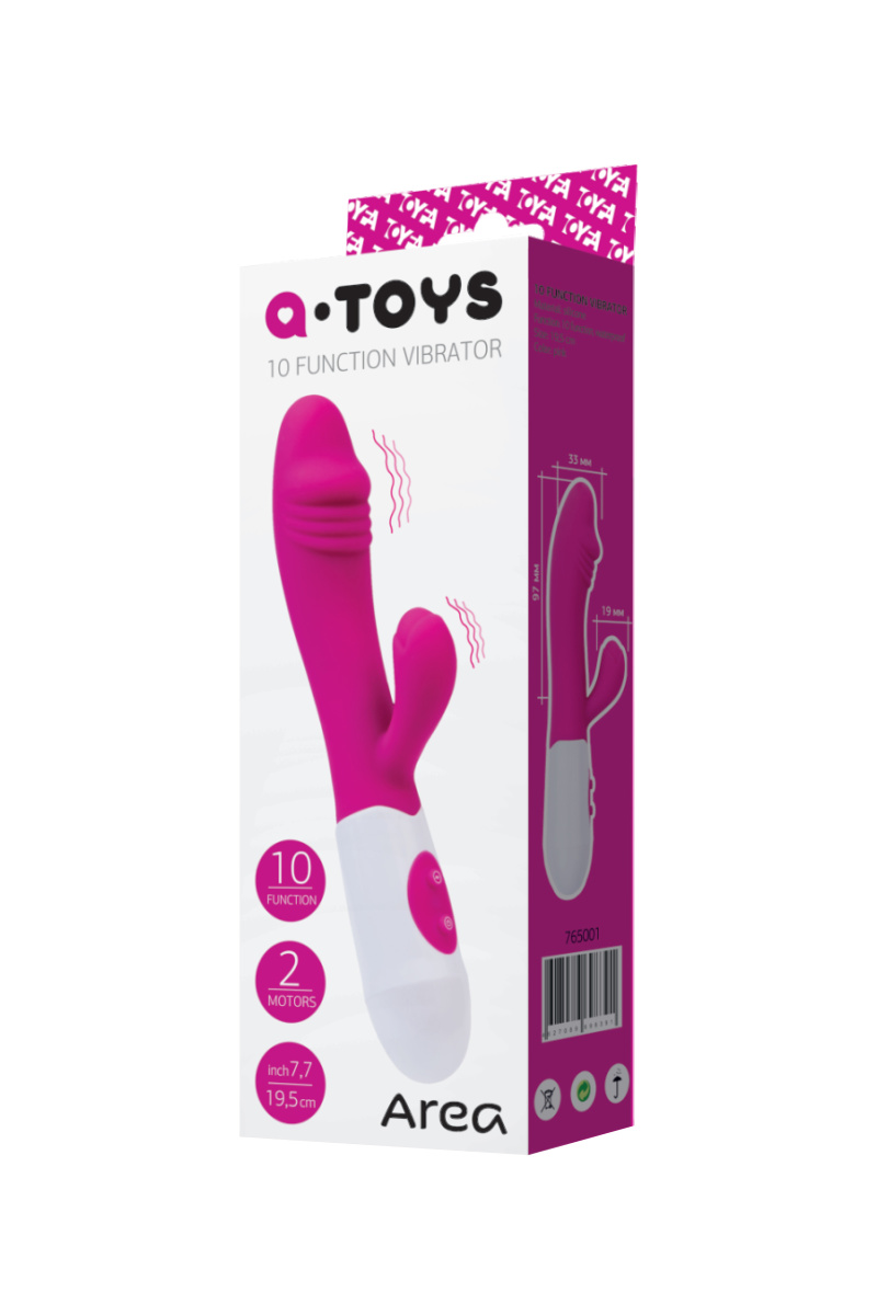 Вибратор с клиторальным стимулятором TOYFA A-Toys Area, силикон, розовый, 19,5 см в магазине ESEXTOYS