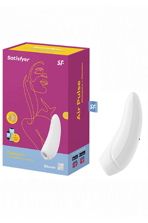 Вакуумно-волновой стимулятор Satisfyer Curvy 1+ с возможностью управления через приложение - белый в магазине ESEXTOYS