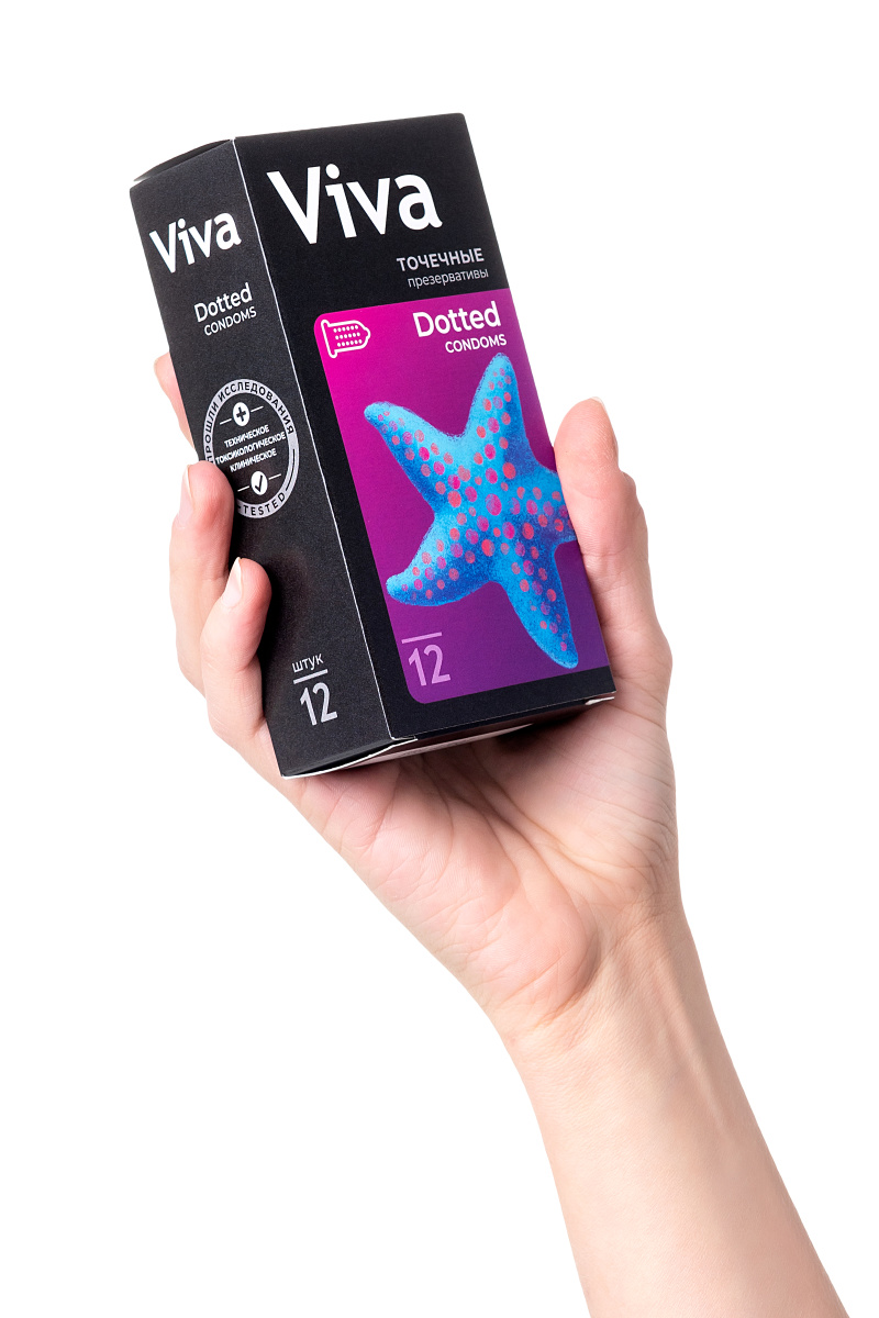 Презервативы Viva, точечные, латекс, 18,5 см, 5,3 см, 12 шт. в магазине ESEXTOYS