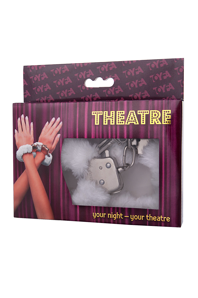 Наручники TOYFA Theatre, меховые, белые, 28 см. в магазине ESEXTOYS