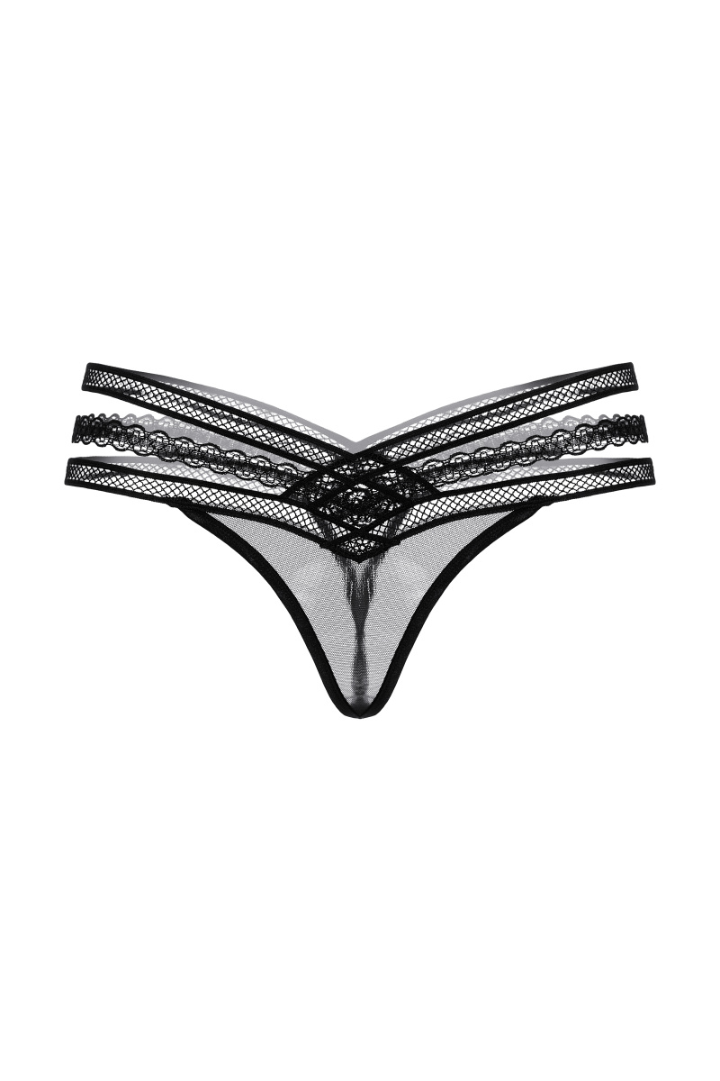 Стринги с ажурной резинкой SoftLine Collection, черный, S/M в магазине ESEXTOYS