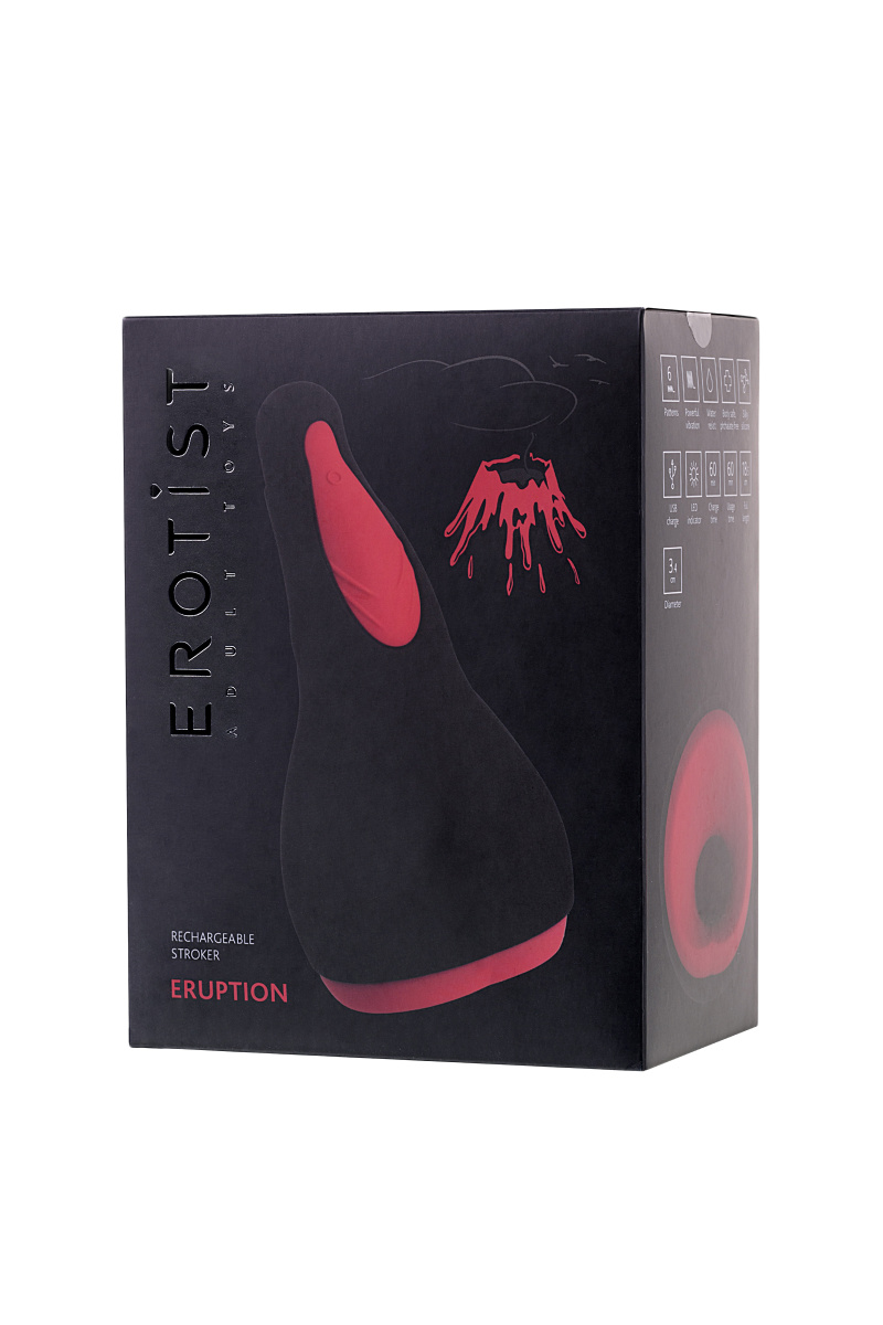 Перезаряжаемый мастурбатор Erotist Eruption, силикон, черный, 18,5 см. в магазине ESEXTOYS