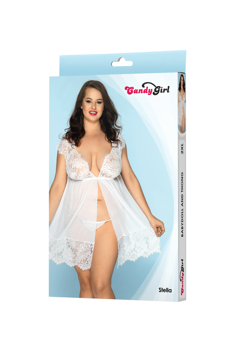Комбинация и стринги Candy Girl Stella белые, 2XL в магазине ESEXTOYS