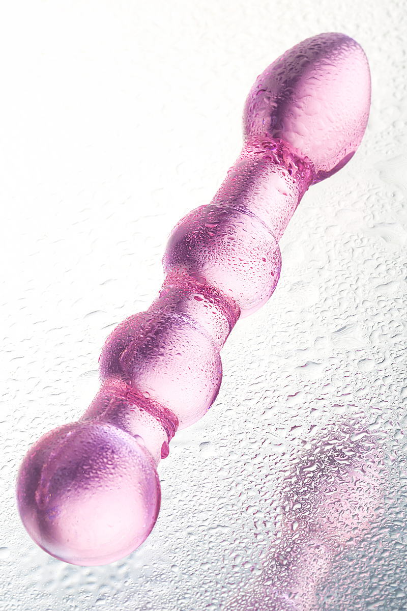 Двусторонний фаллоимитатор Sexus Glass, стекло, розовый, 18 см в магазине ESEXTOYS