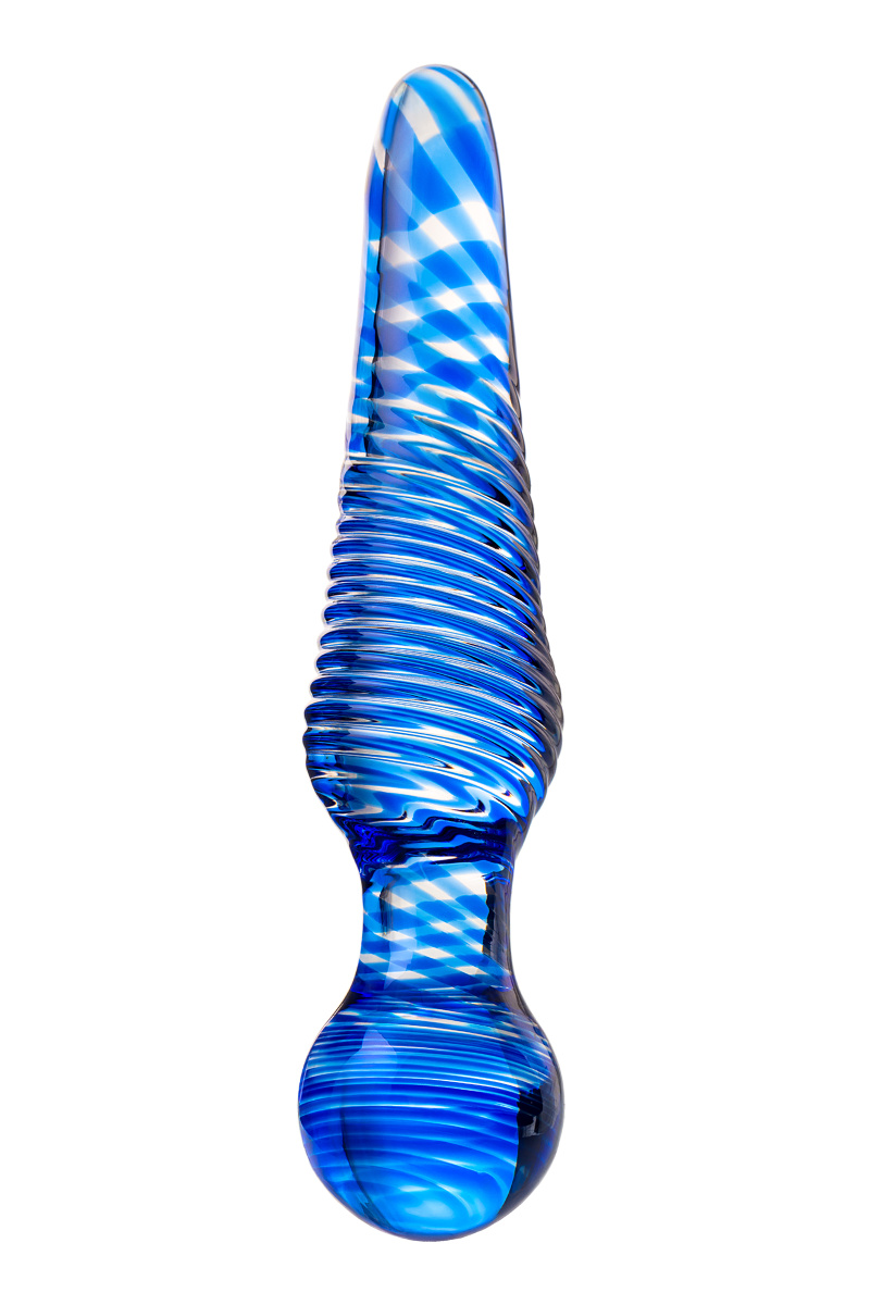 Двусторонний фаллоимитатор Sexus Glass, стекло, синий, 17 см в магазине ESEXTOYS