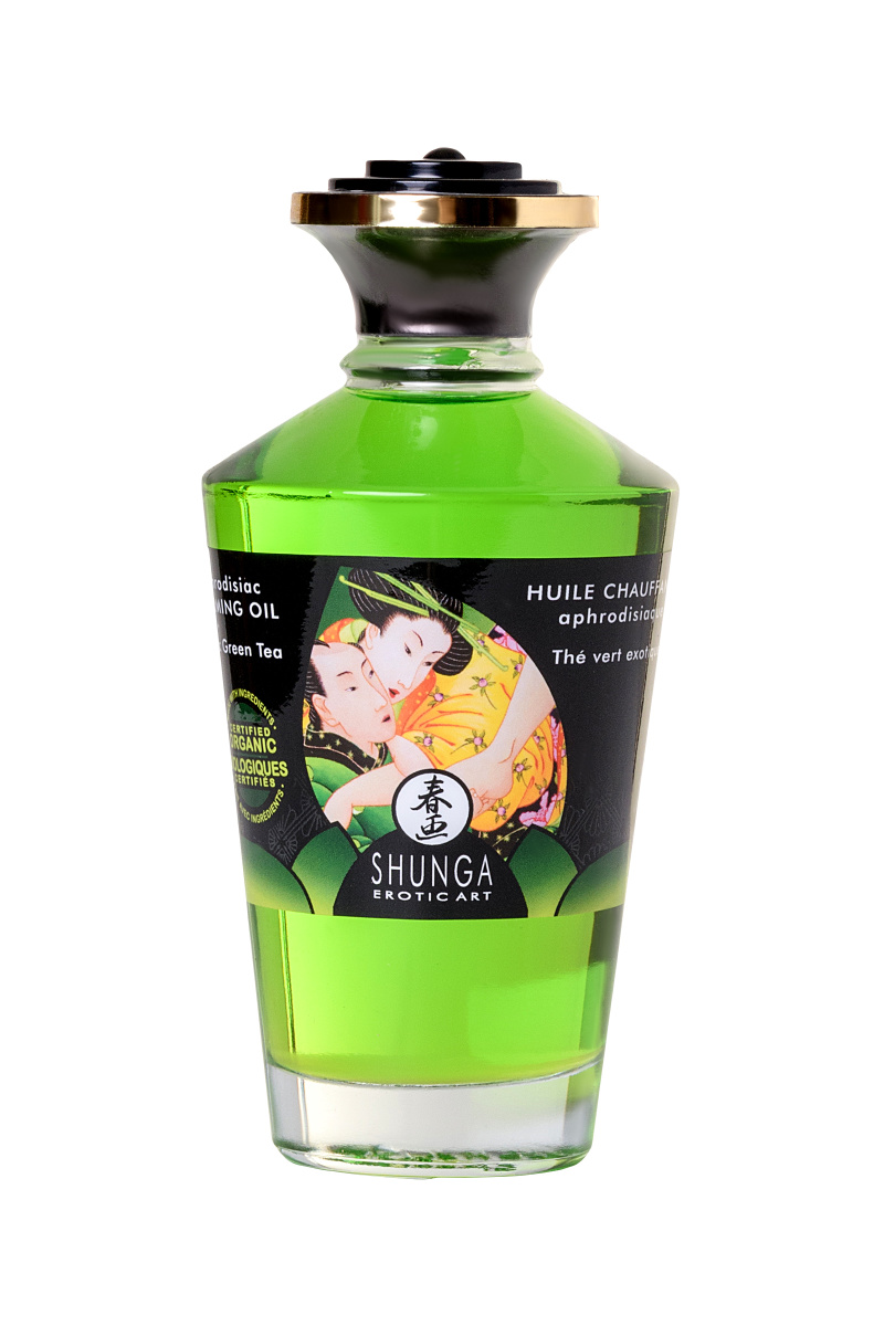 Масло для массажа Shunga Organic Exotic Green Tea, разогревающее, зелёный чай, 100 мл в магазине ESEXTOYS