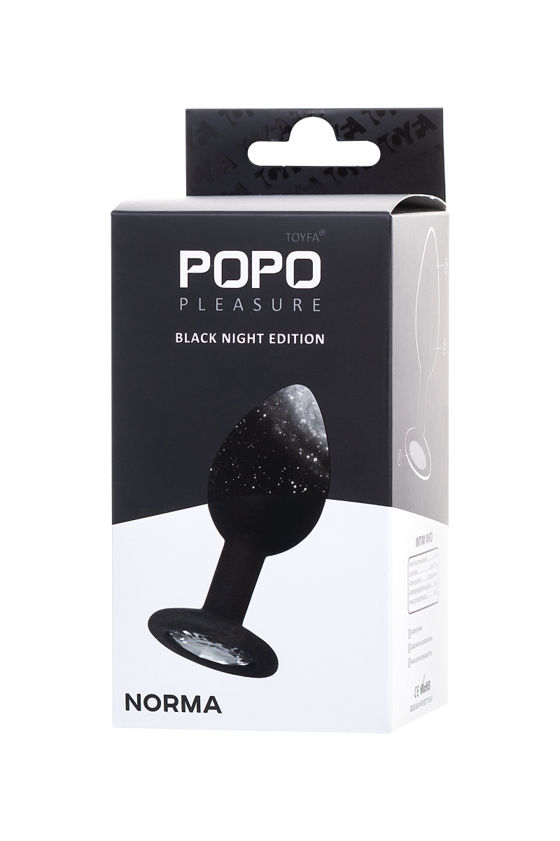 Анальная втулка POPO Pleasure by TOYFA со стразом S, силикон, черная, 7,2 см, Ø 2,8 см, 25 г в магазине ESEXTOYS