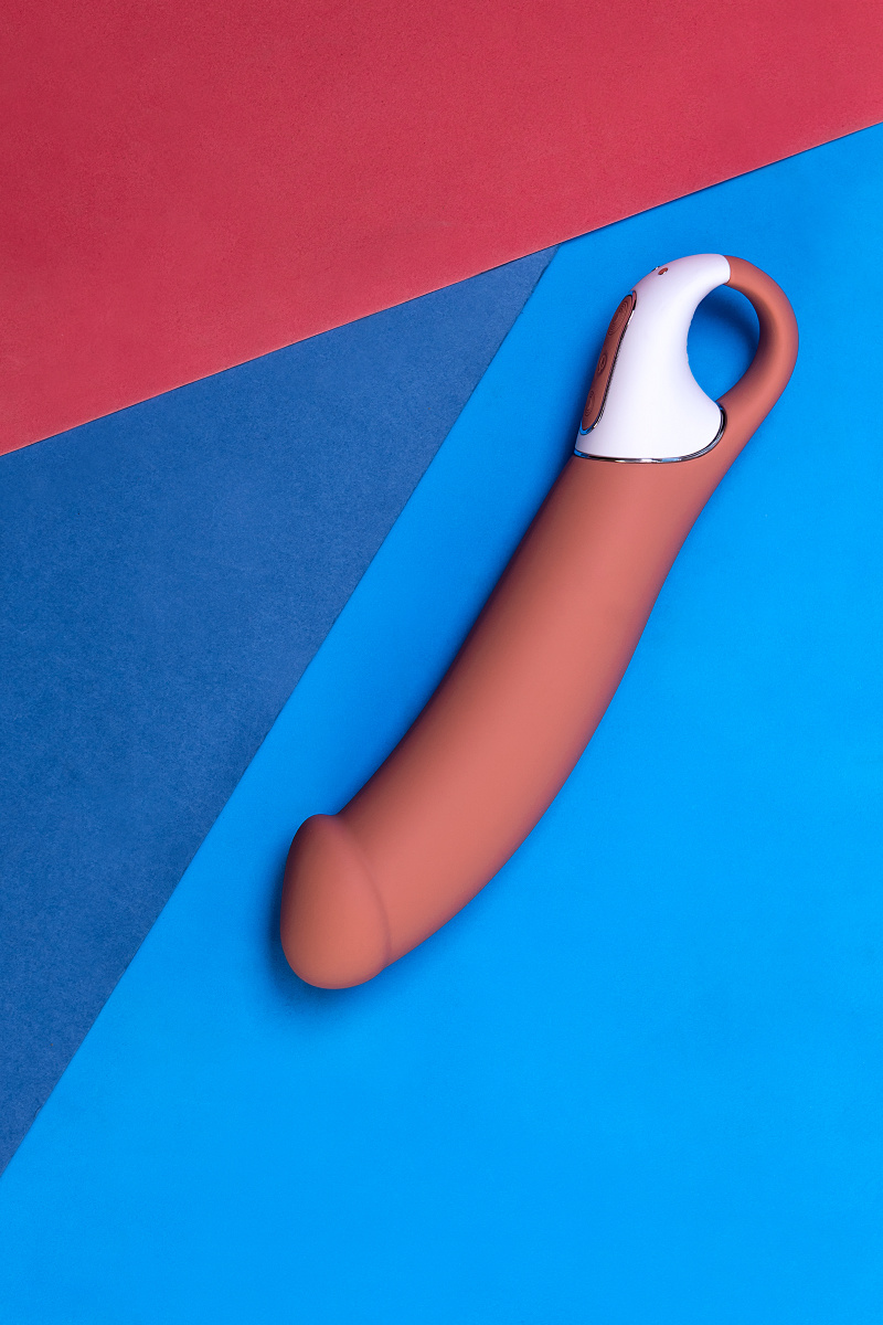 Нереалистичный вибратор Satisfyer Vibes Master, силикон, бежевый, 23,5 см. в магазине ESEXTOYS