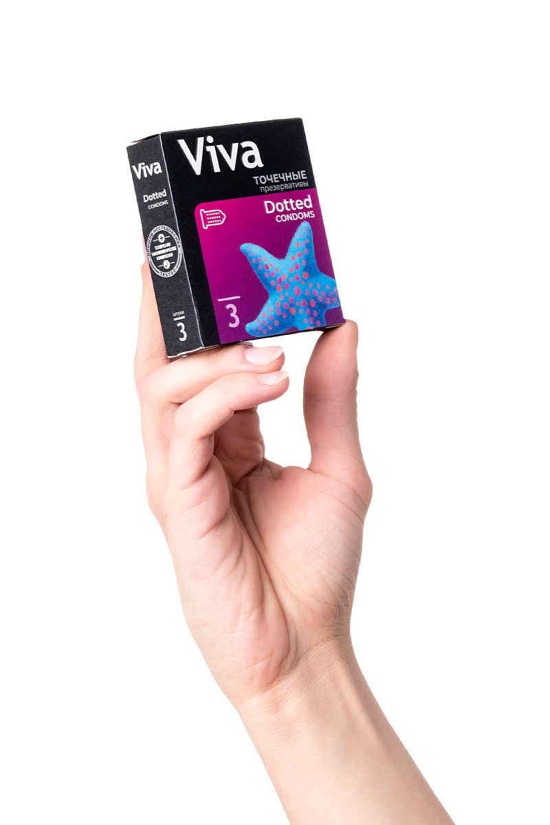 Презервативы Viva, точечные, латекс, 18,5 см, 5,3 см, 3 шт. в магазине ESEXTOYS