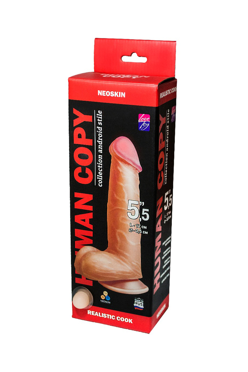 Фаллоимитатор неоскин на присоске HUMAN COPY Lovetoy, TPR, телесный, 17 см в магазине ESEXTOYS