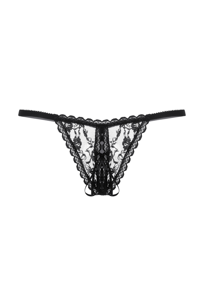 Стринги кружевные открытые SoftLine Collection, черный, S/L в магазине ESEXTOYS