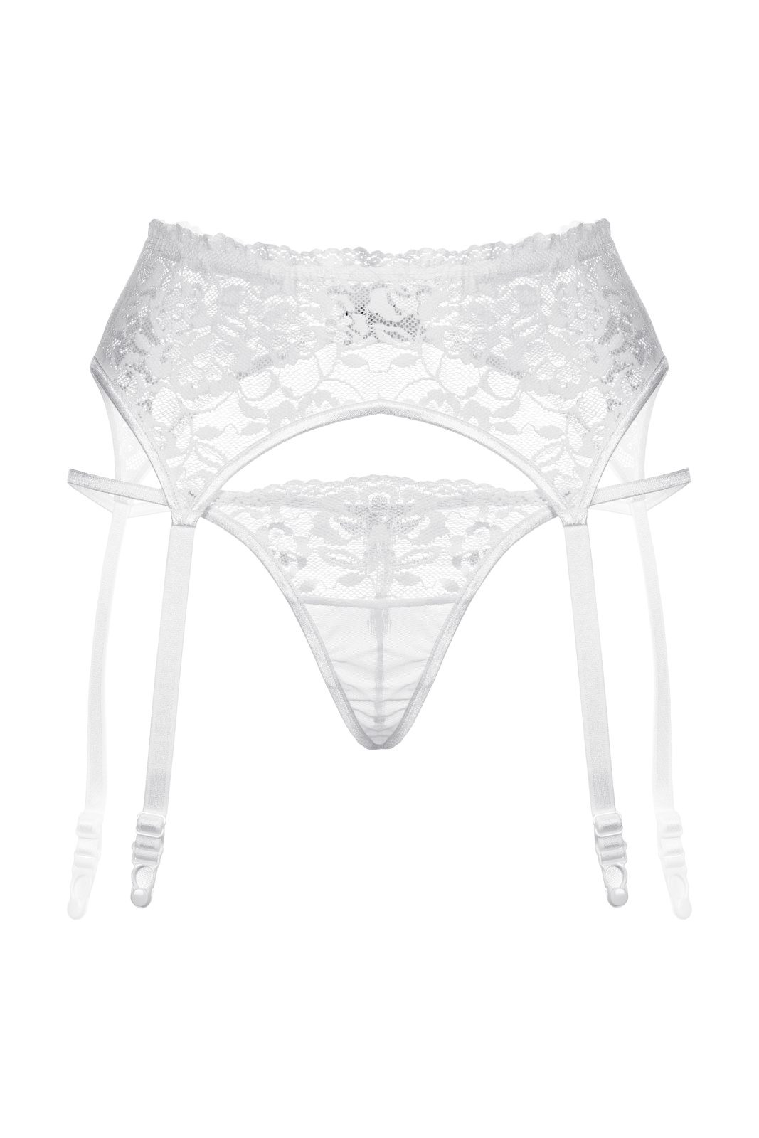 Пояс для чулок и стринги SoftLine Collection кружевные, белый, M/L в магазине ESEXTOYS