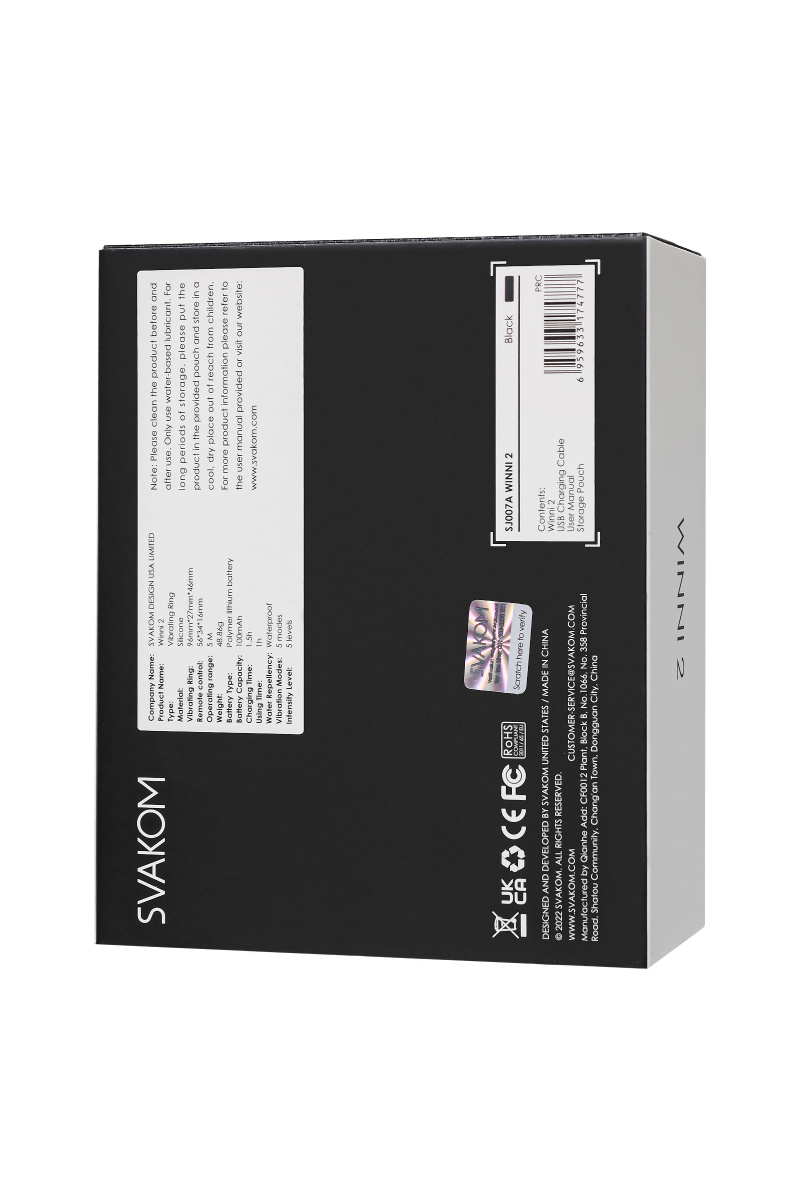 Виброкольцо Svakom Winni 2, силикон, черный, 9,3 см в магазине ESEXTOYS