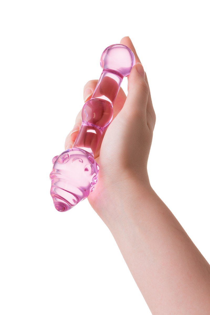 Двусторонний фаллоимитатор Sexus Glass, стекло, розовый, 17 см в магазине ESEXTOYS