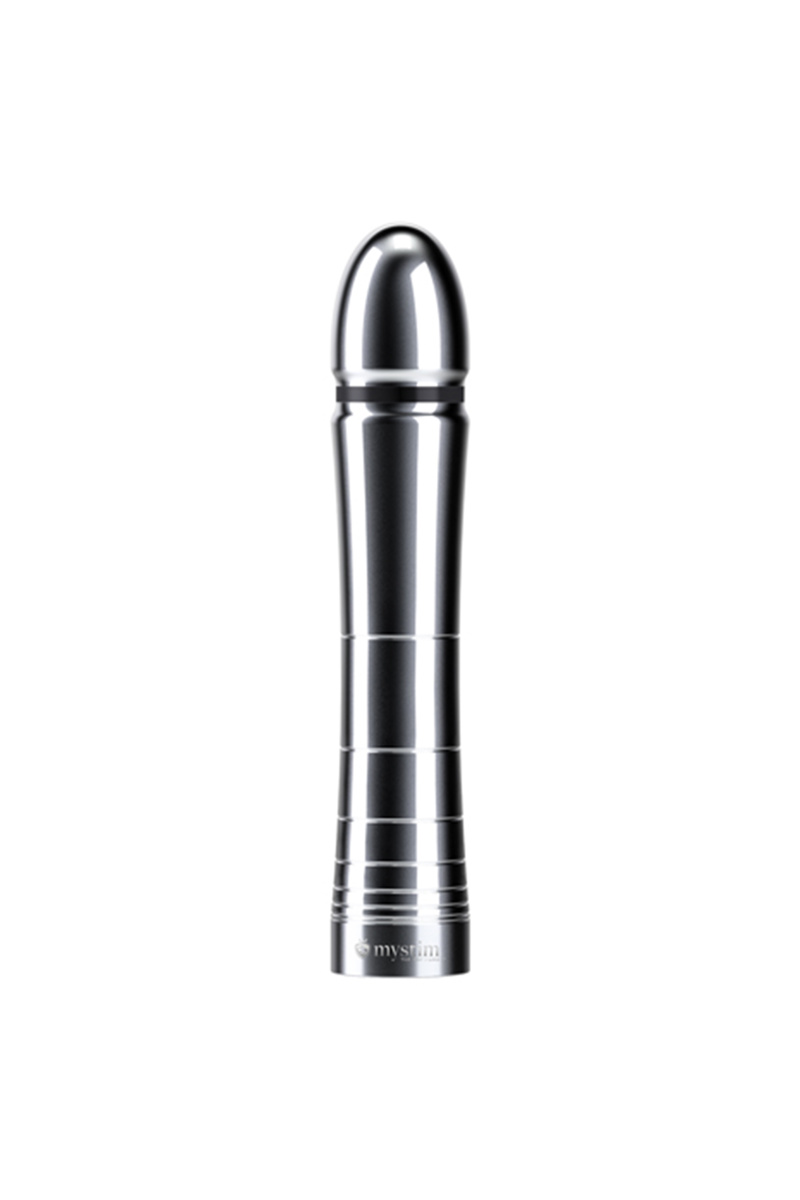 Фаллоимитатор Mystim Glossy Glen, электростимуляция, хирургическая сталь, серебряный, 14 см в магазине ESEXTOYS