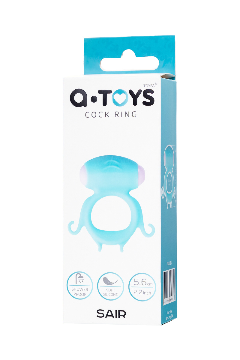Виброкольцо на пенис A-Toys by TOYFA Sair, силикон, голубое, Ø 2,6 см в магазине ESEXTOYS
