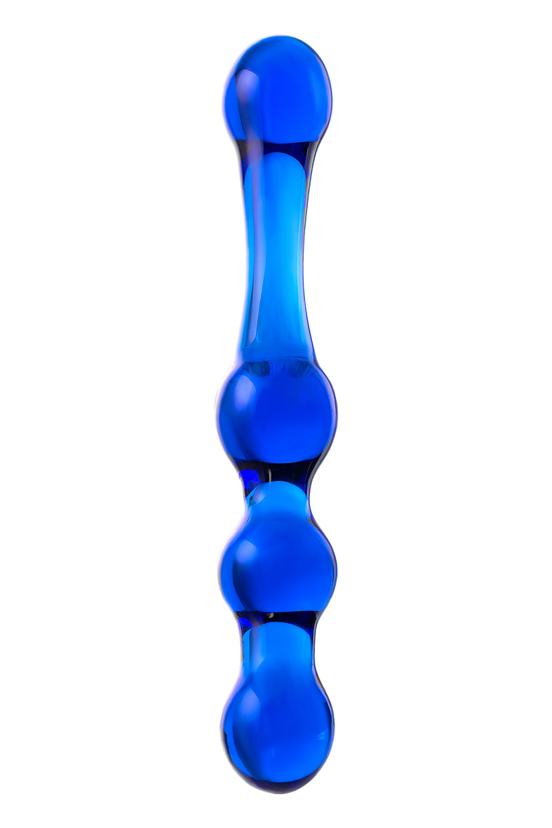 Двусторонний фаллоимитатор Sexus Glass, стекло, синий, 20,5 см в магазине ESEXTOYS