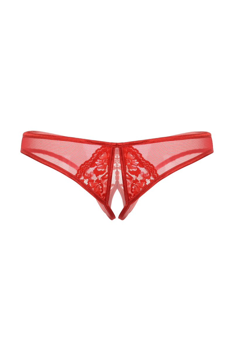 Трусики открытые с украшениями  SoftLine Collection, красный, S/M в магазине ESEXTOYS