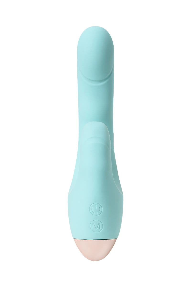 Вибратор с клиторальным стимулятором L'EROINA by TOYFA Crystal, силикон, голубой, 18,3 см в магазине ESEXTOYS
