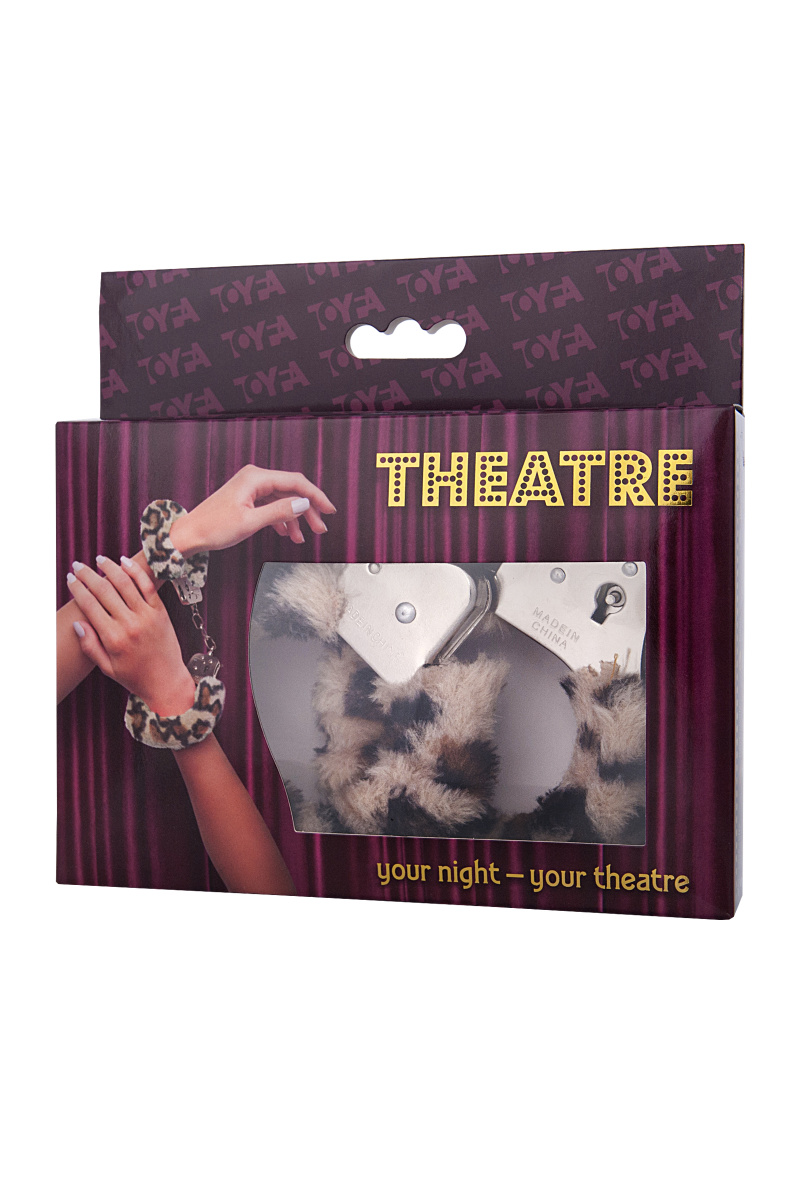 Наручники TOYFA Theatre, меховые, леопардовые, 28 см. в магазине ESEXTOYS