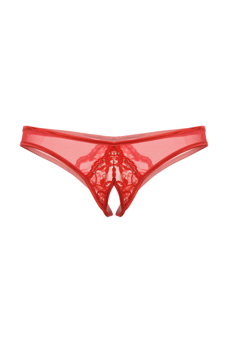 Трусики открытые с украшениями  SoftLine Collection, красный, S/M в магазине ESEXTOYS
