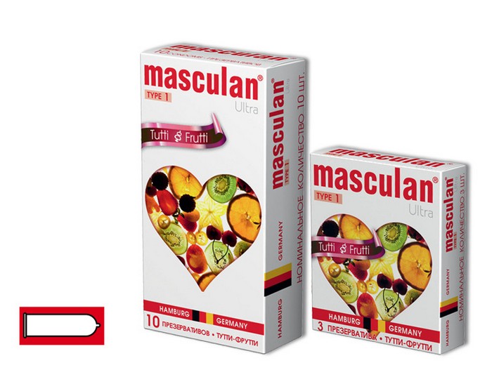 Презервативы Masculan, ultra 1, тутти-фрутти, 19 см, 5,3 см, 10 шт. в магазине ESEXTOYS