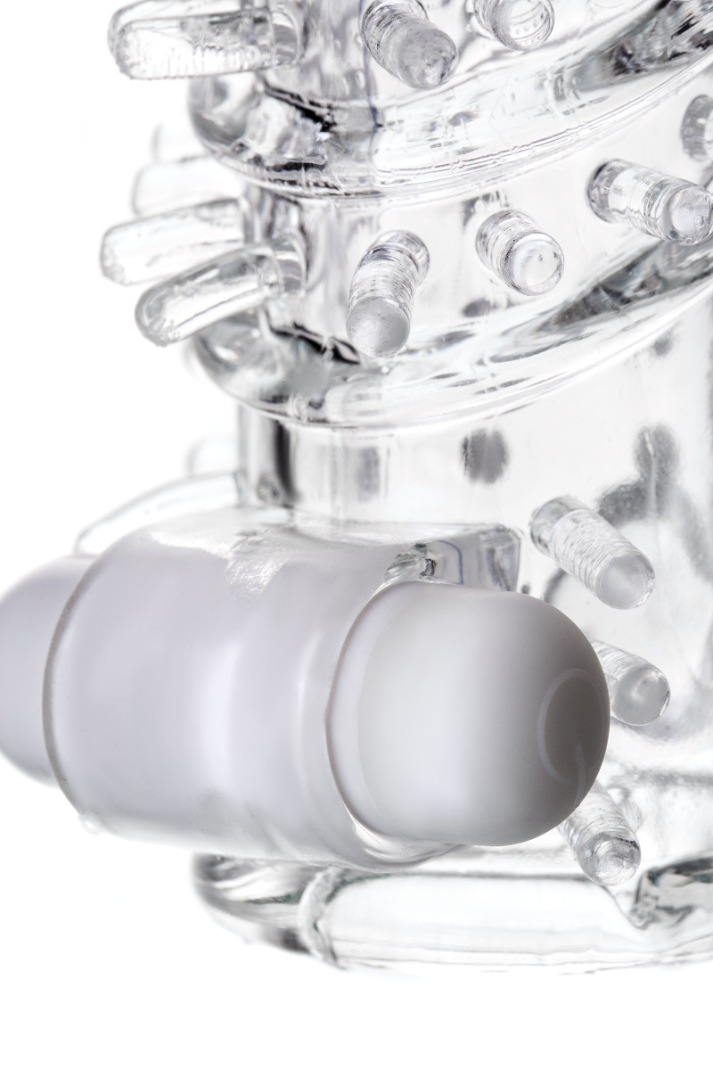 Насадка на пенис TOYFA A-Toys Fril с вибропулей, TPR, прозрачная, 13,4 см в магазине ESEXTOYS