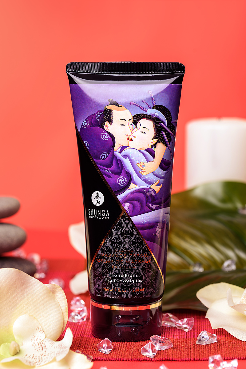 Массажный крем Shunga Exotic Fruits, съедобный, экзотические фрукты, 200 мл в магазине ESEXTOYS