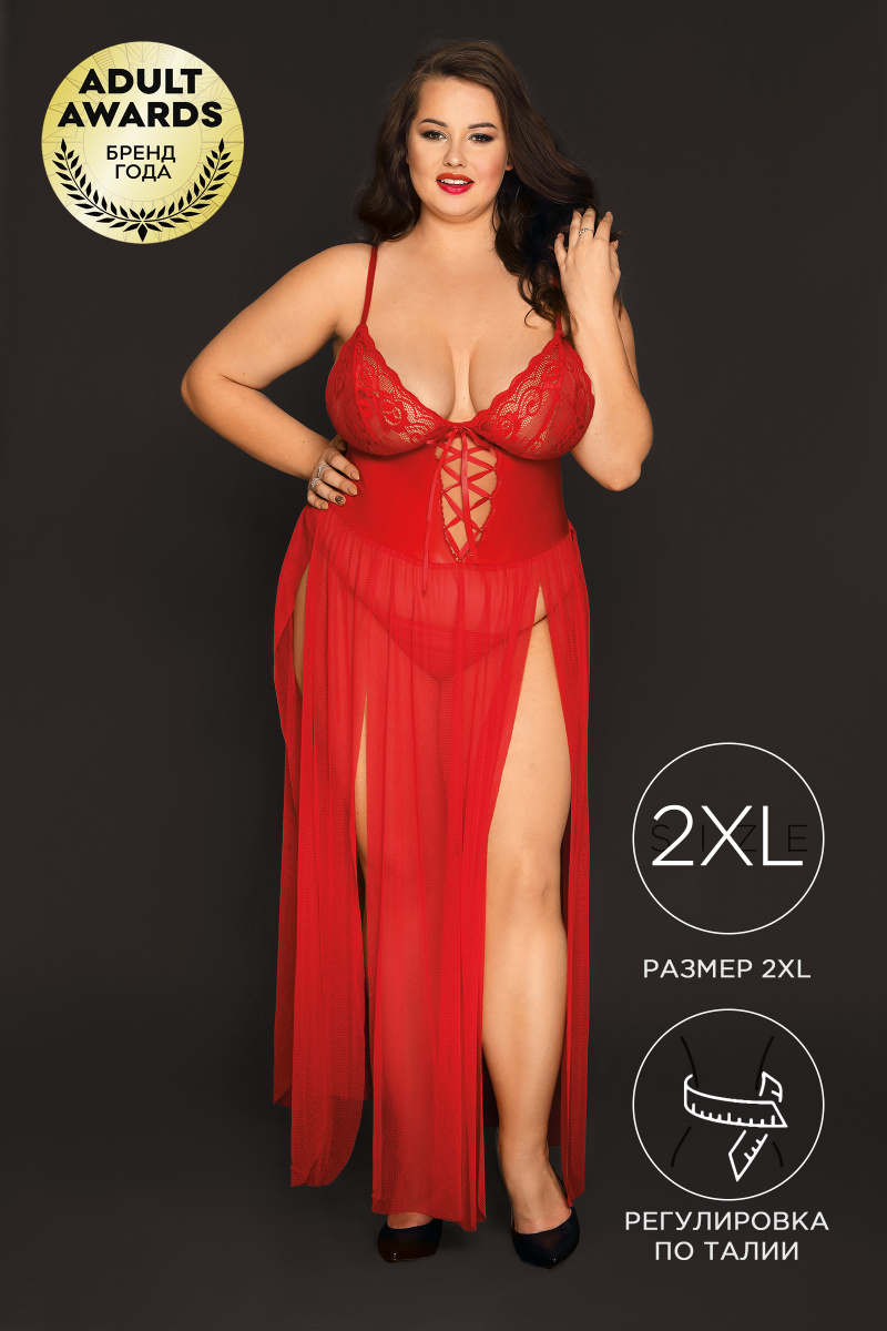 Комбинация и стринги Candy Girl Tabitha, красные, 2XL в магазине ESEXTOYS